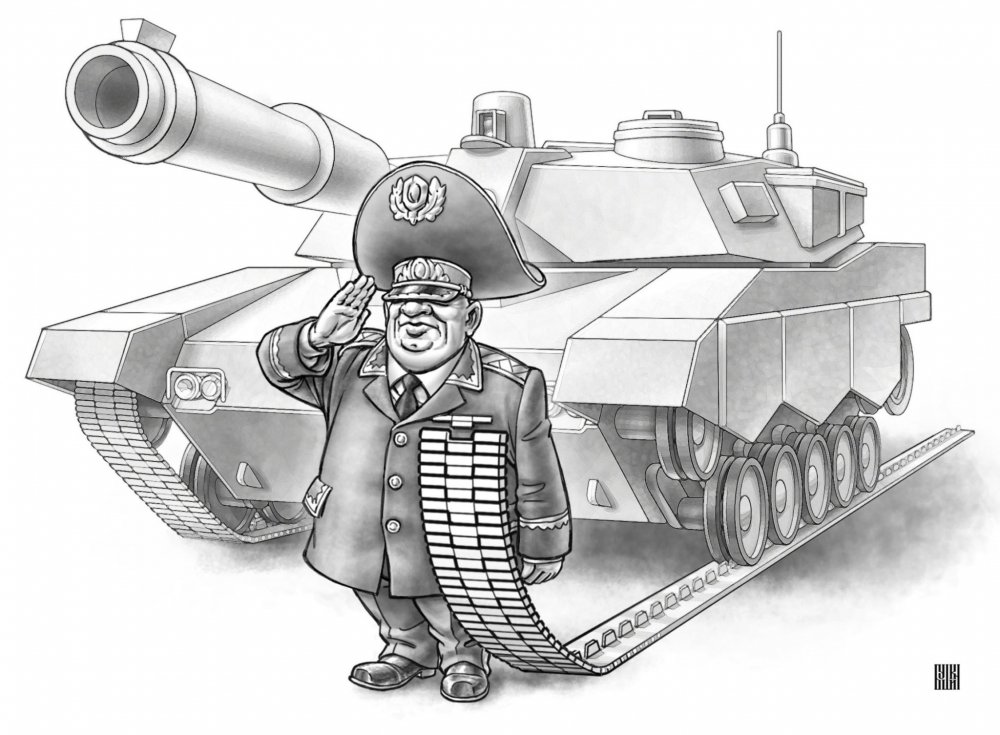 Мультяшный солдат на танке
