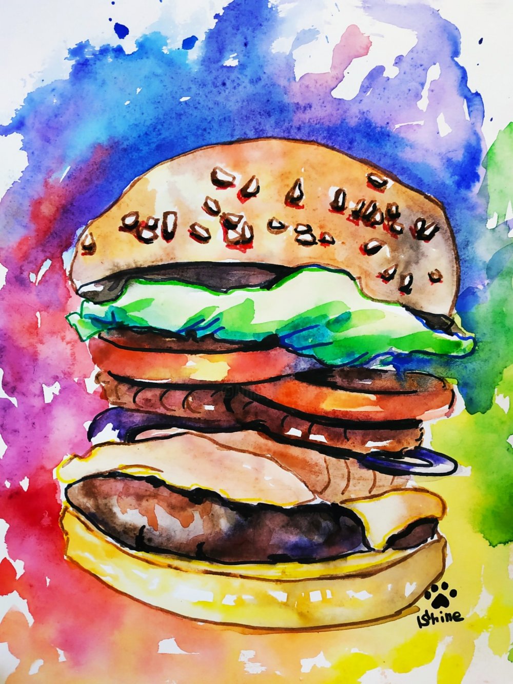 Гамбургер акварелью