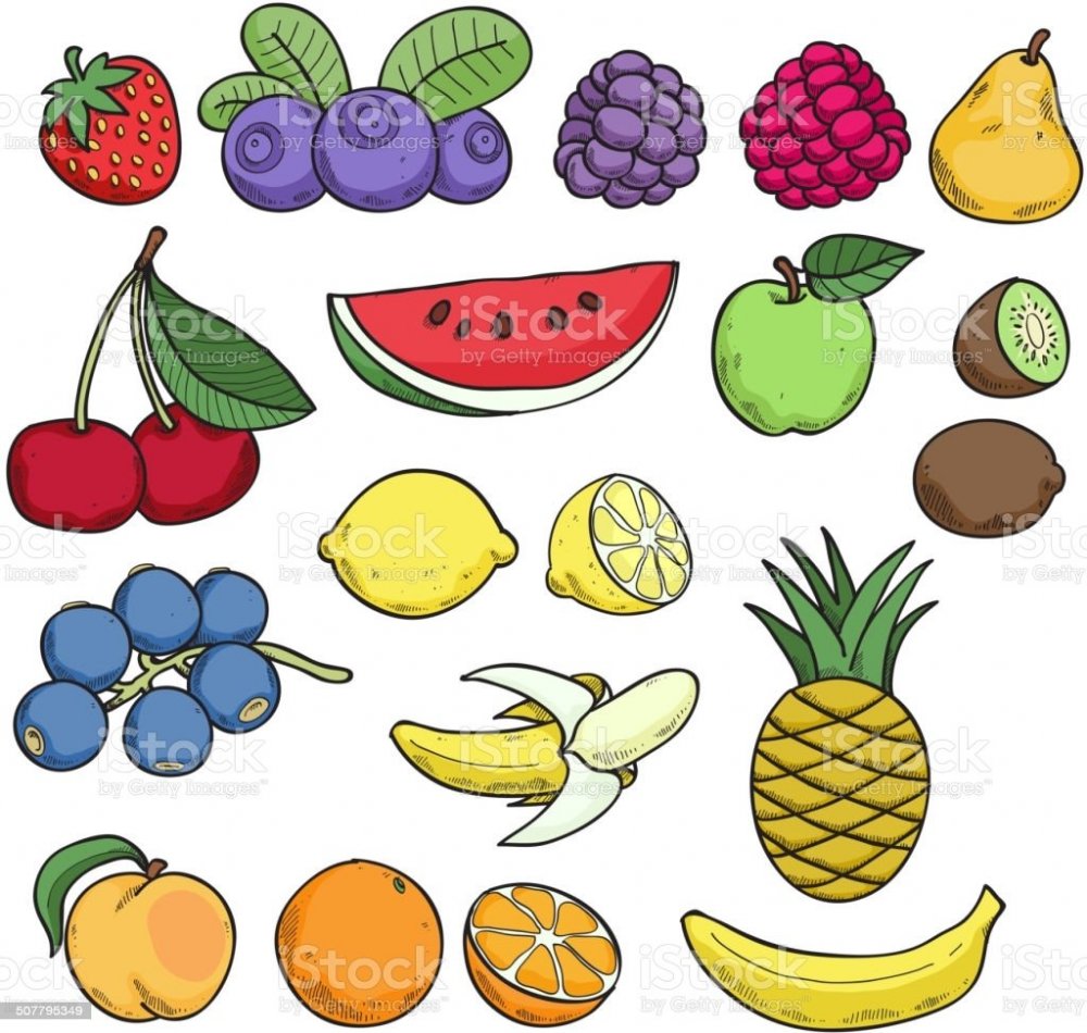 Рисунки для срисовки фрукты