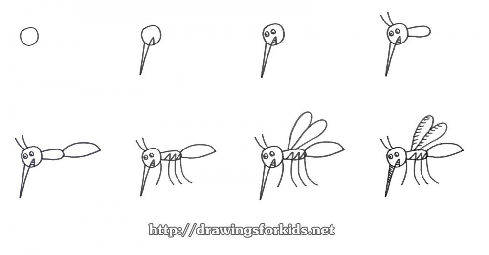 Как рисовать комара