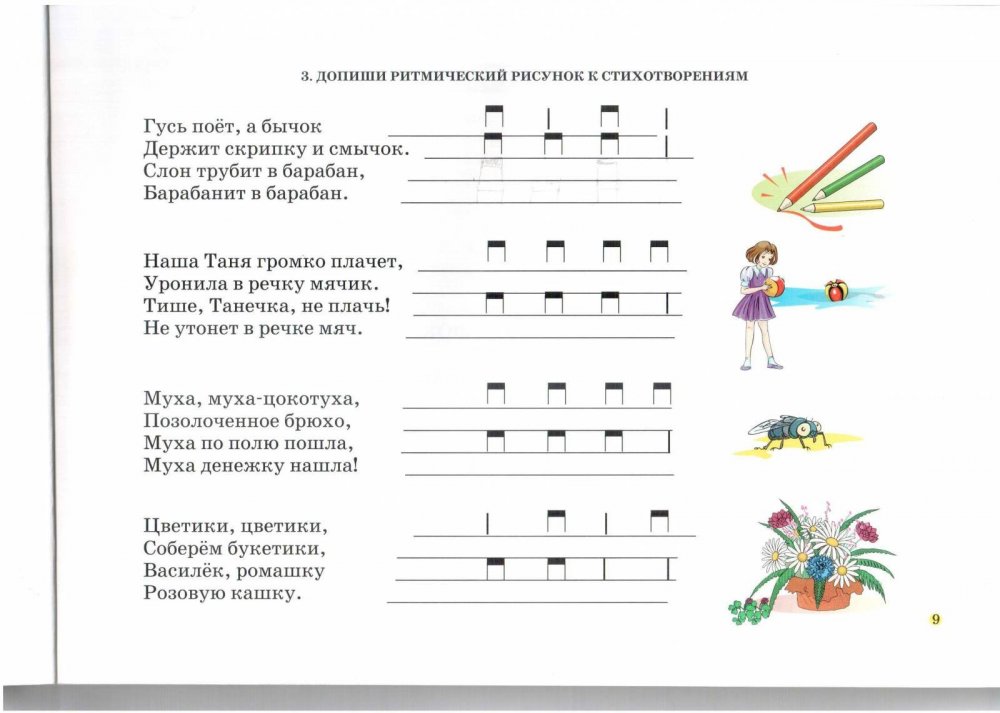 Длительности нот на нотном стане