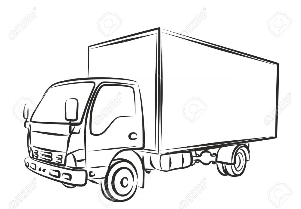 Рисование грузовик в городе