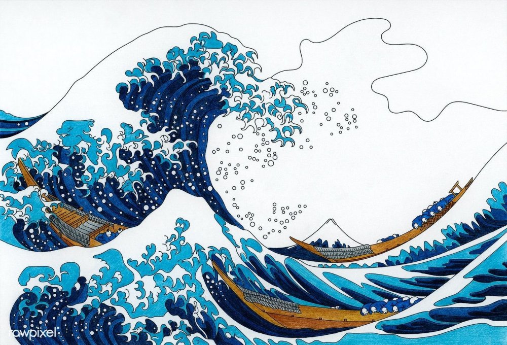 Большая волна в Канагаве тату эскиз