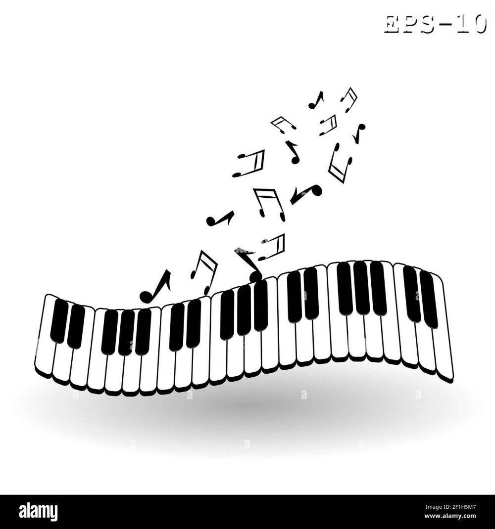 Пианино с нотами рисунок