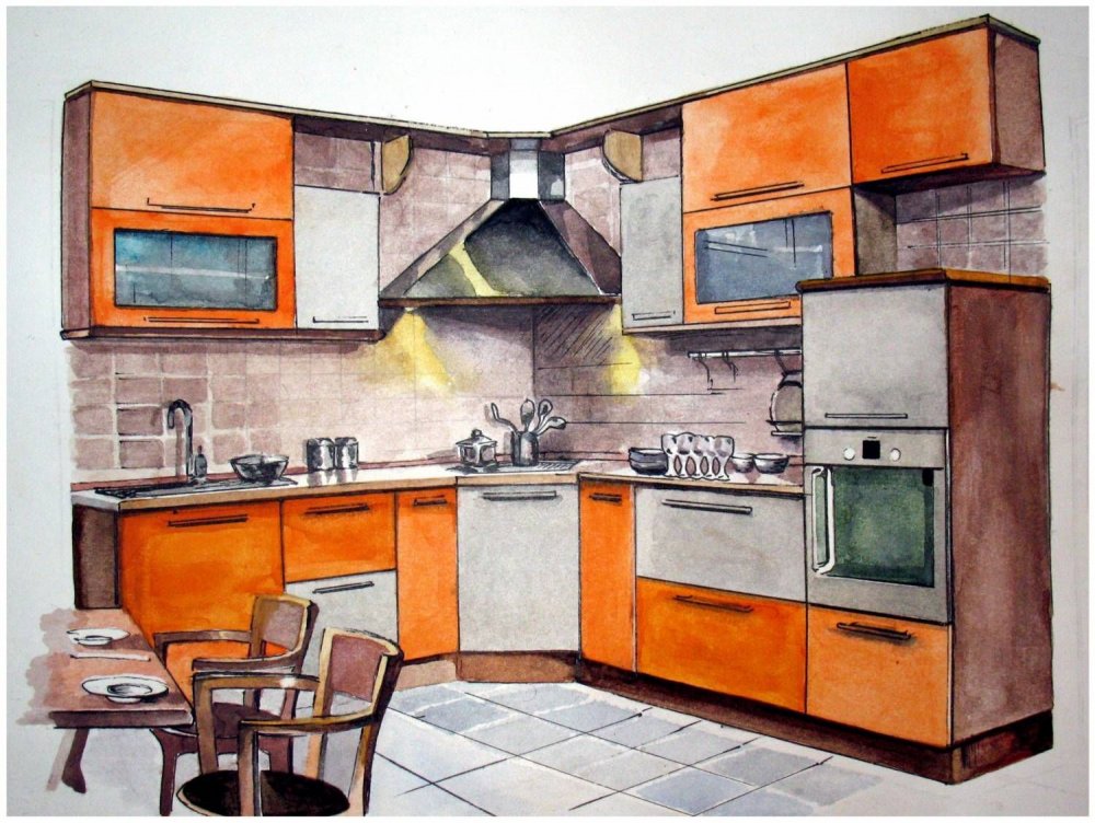 Нарисовать кухню