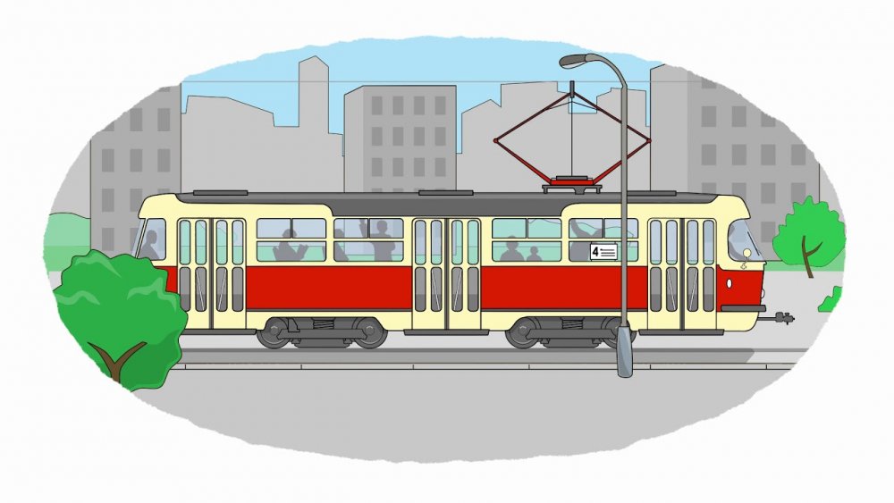 Трамвай раскраска цветная