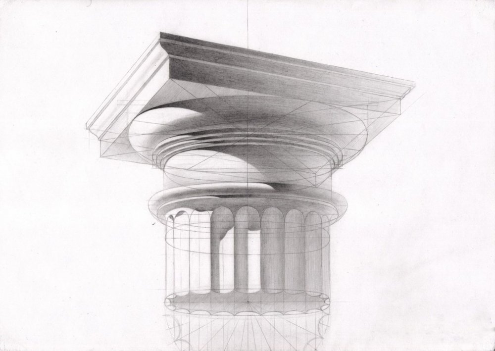 Конструктивный рисунок Коринфской капители