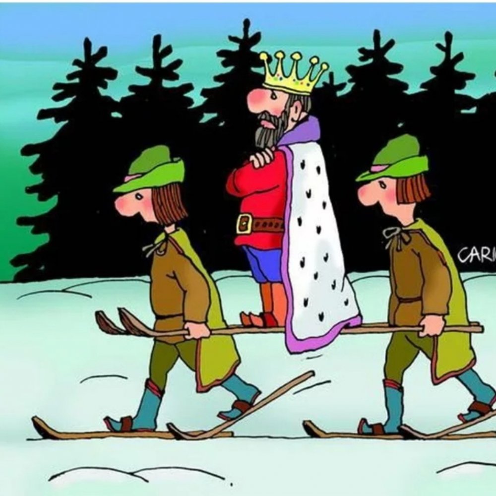 Карикатуры смешные о лыжниках