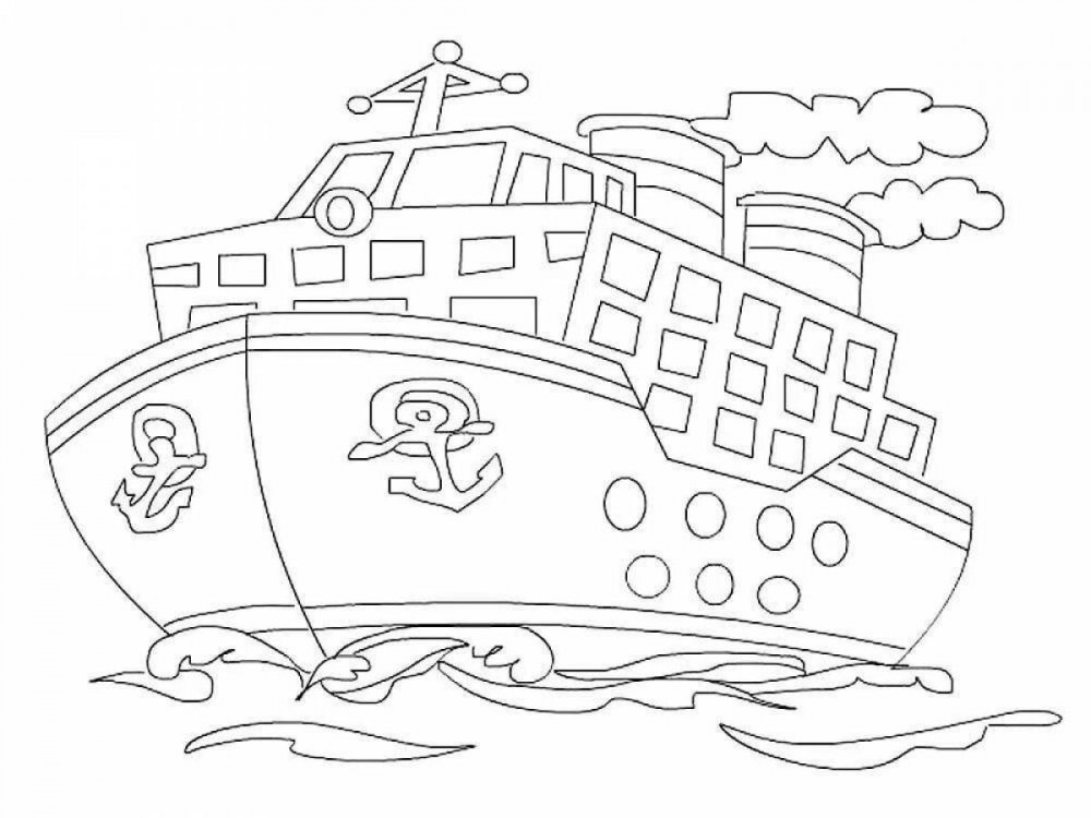 Корабль для раскрашивания для детей