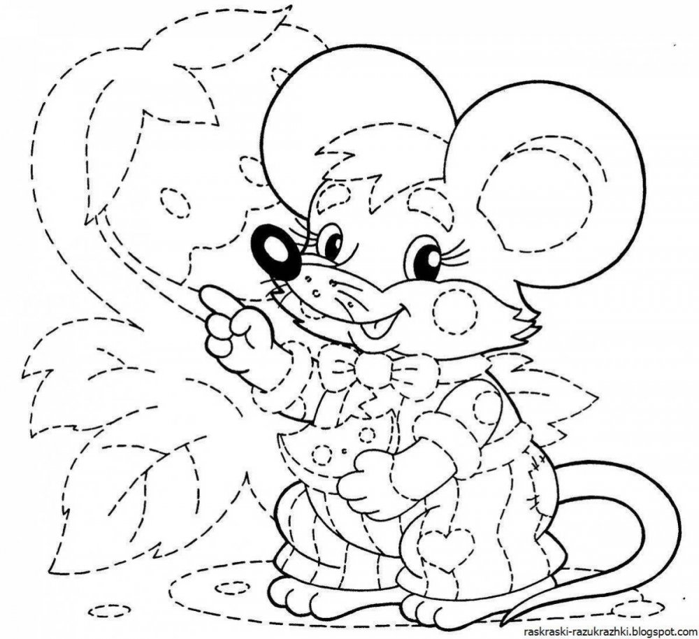 Мышка с мышатами раскраска