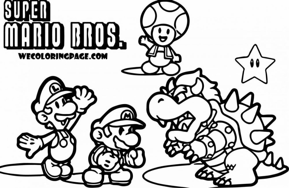 Раскраски Марио БРОС на бумагу а4