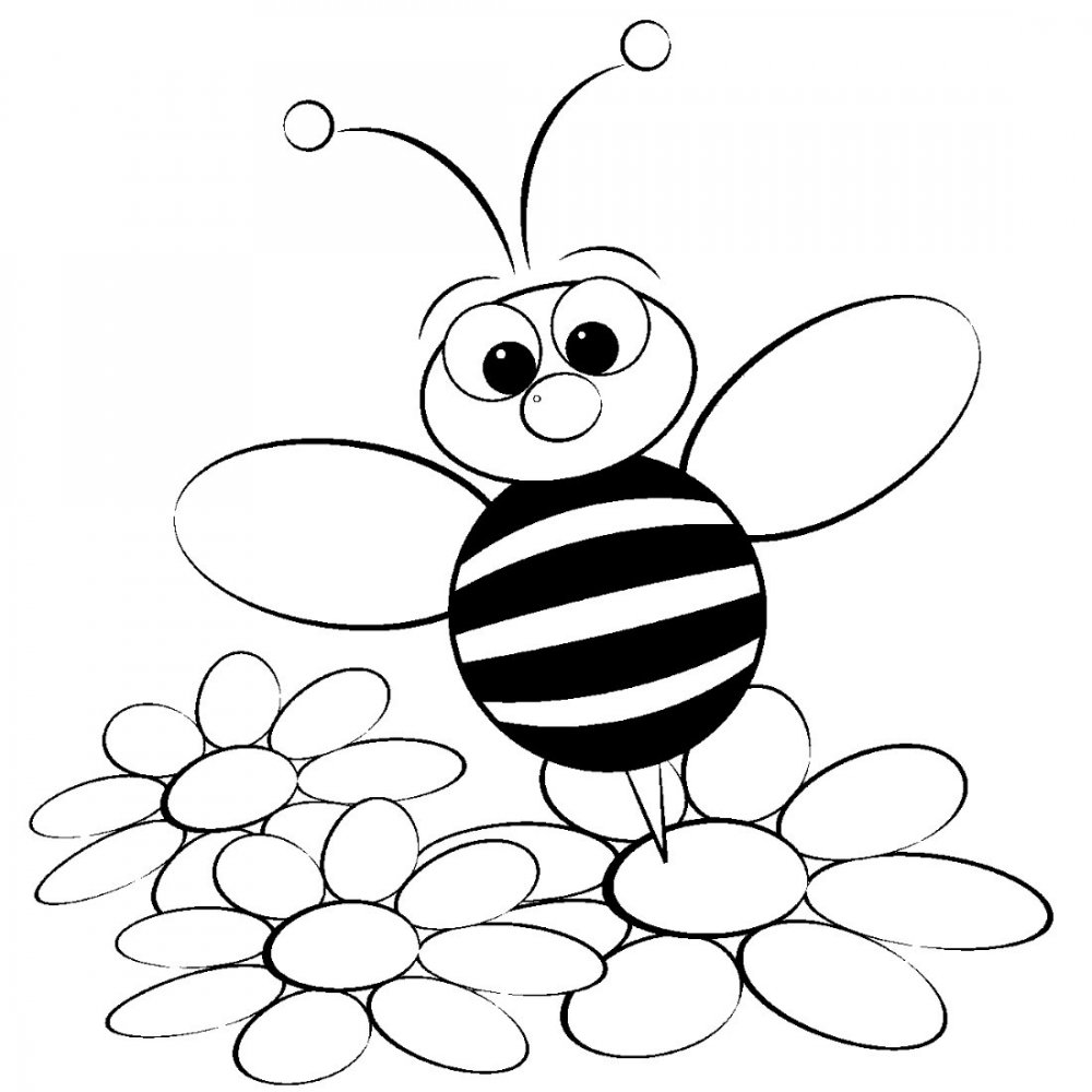 Раскраска пчела для детей 2-3 лет