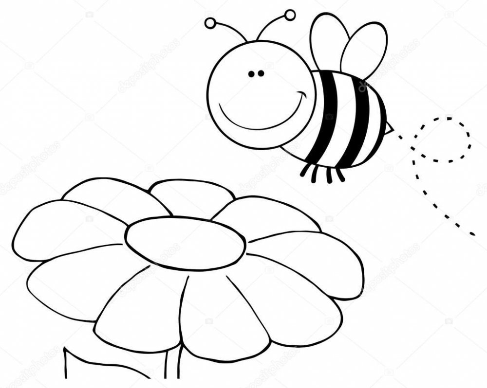 Нарисованная Пчелка черно белая