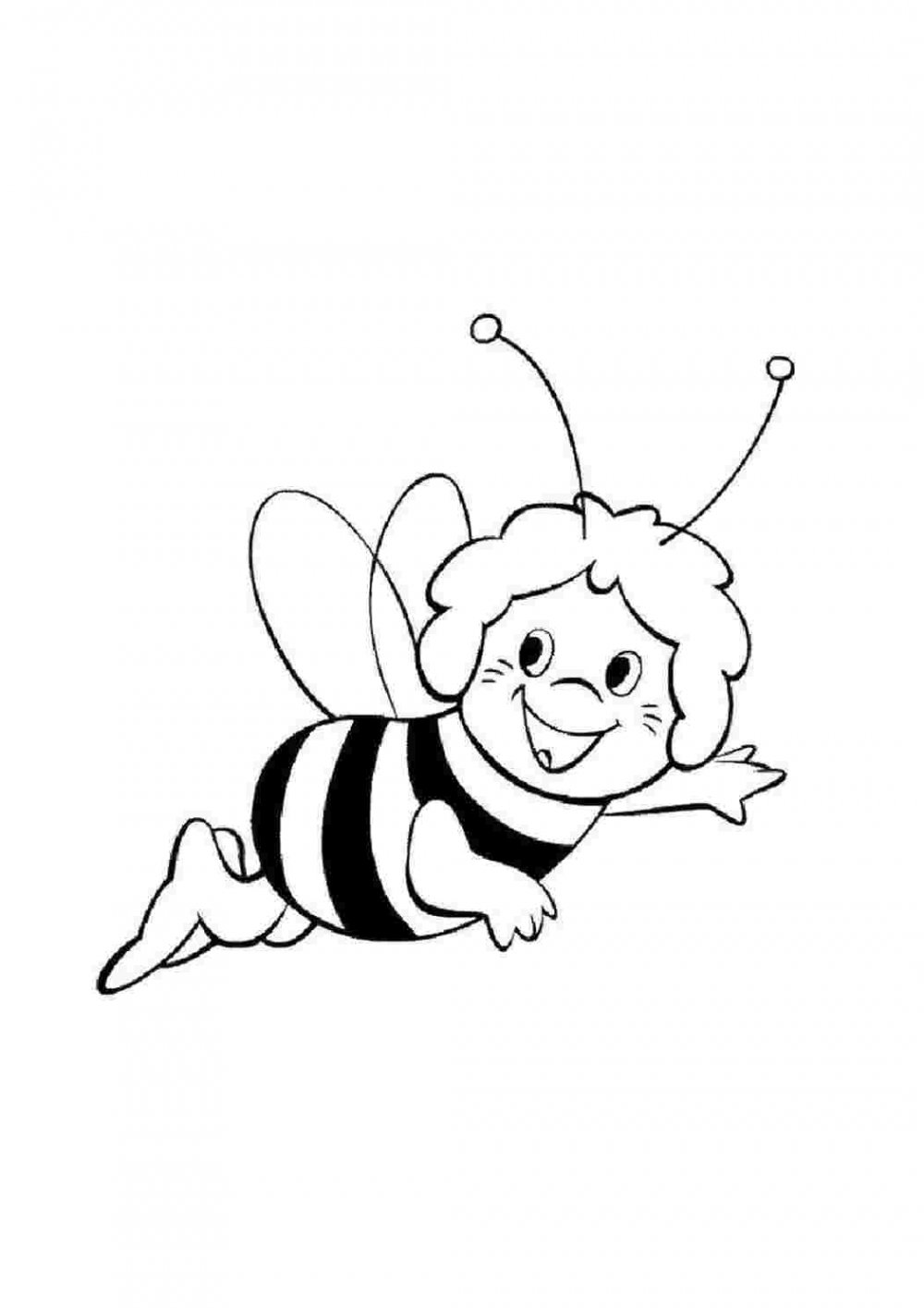 Пчелка для срисовки черно белая