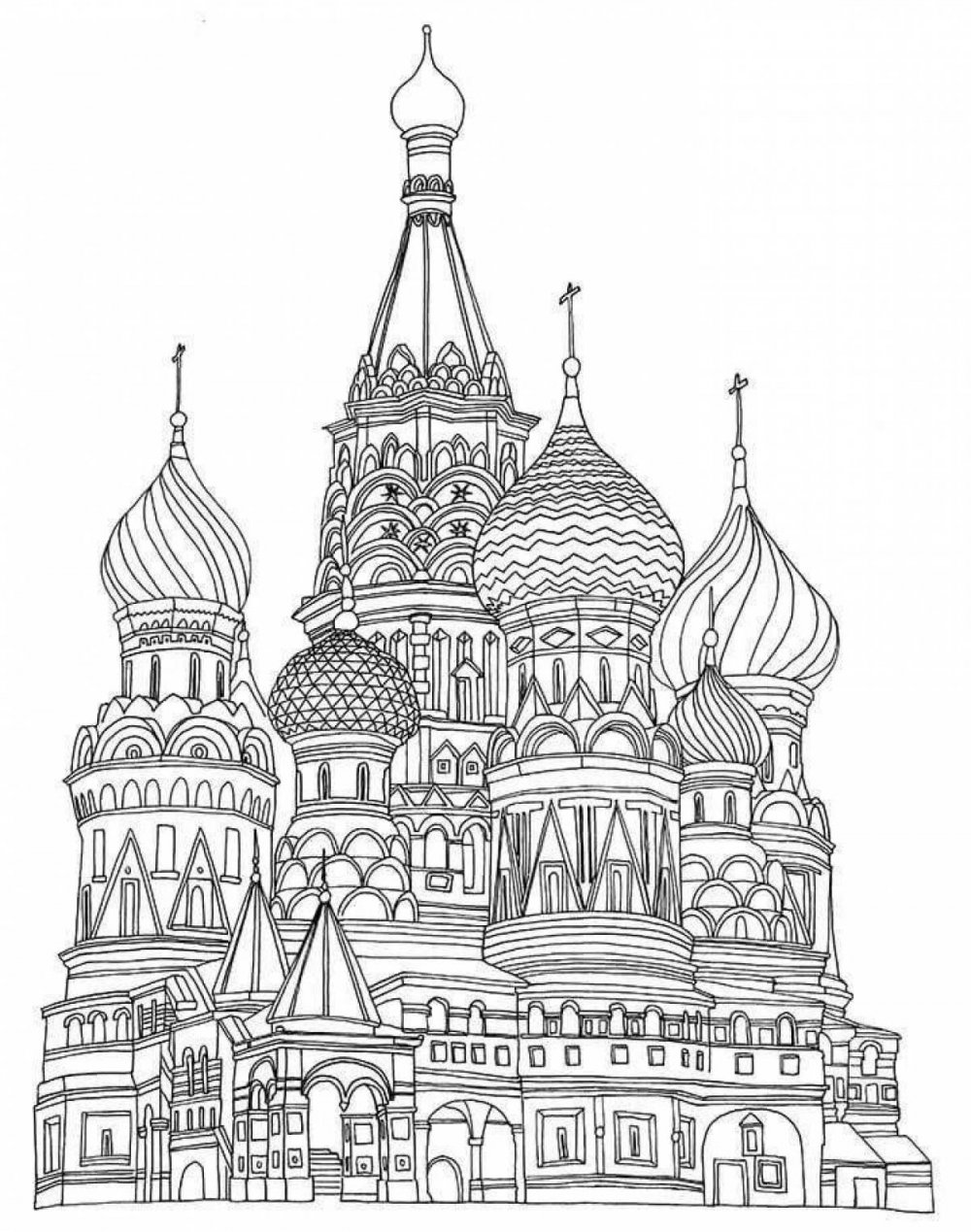 Храм Василия Блаженного Москва раскраска для малышей