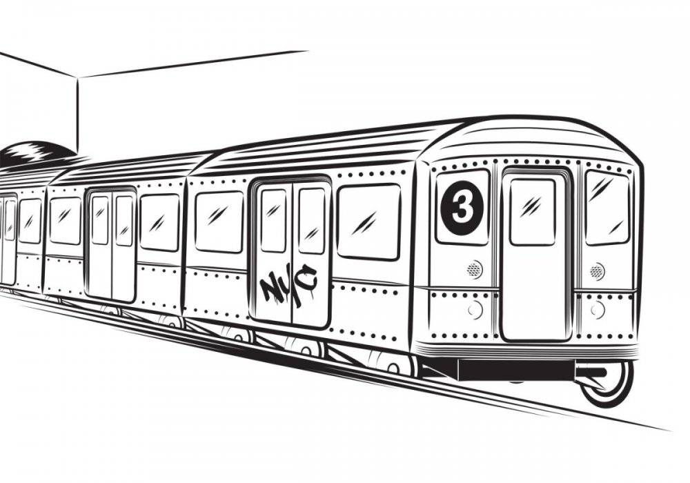 Поезд метро раскраска