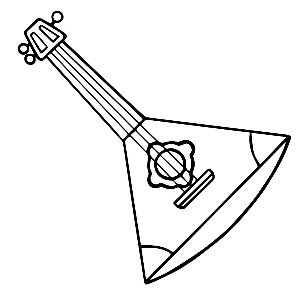 Раскраска народный музыкальный инструмент балалайка