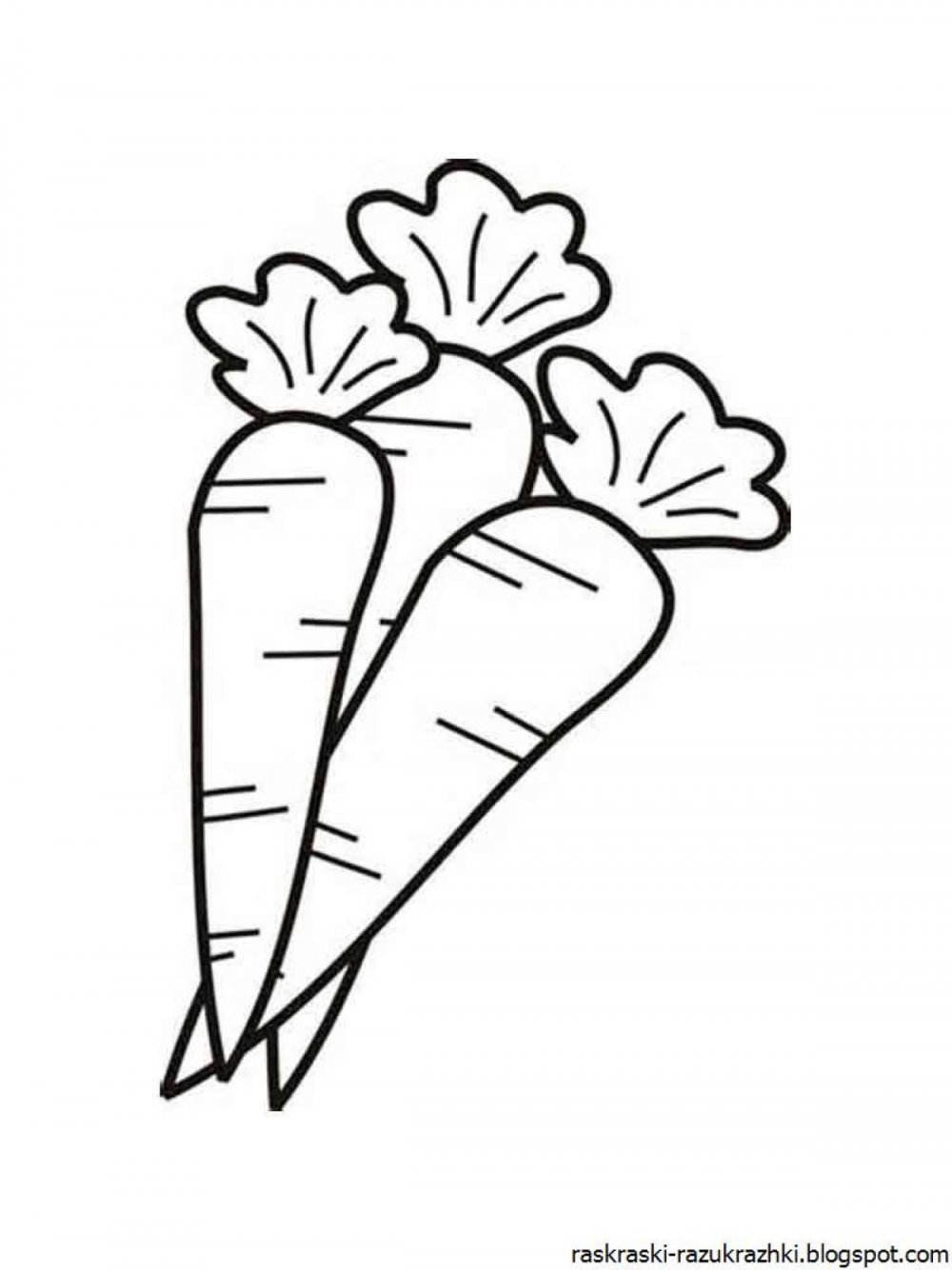 Морковь раскраска для детей 3-4 лет