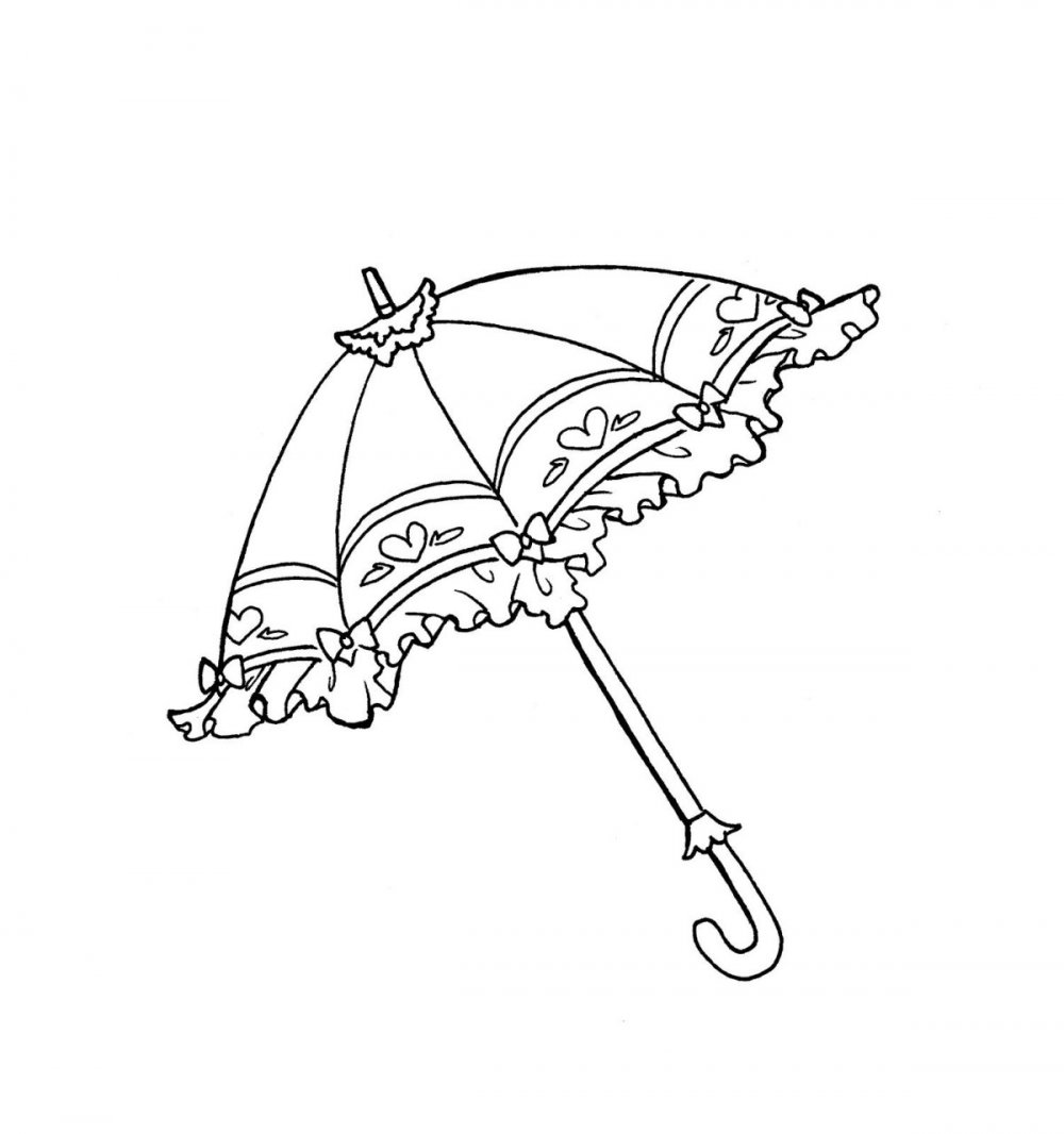 Зонтик с дождем раскраска