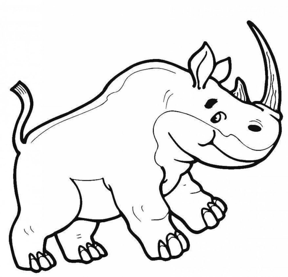 Рисунок носорога для раскрашивания