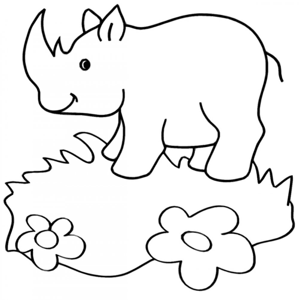 Слон раскраска для детей носорог