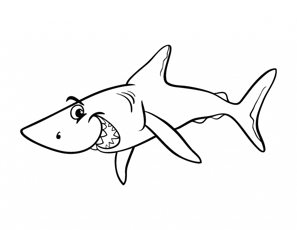 Голодная акула раскраска