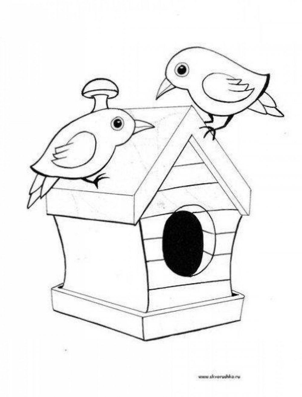 Раскраска домик для птиц