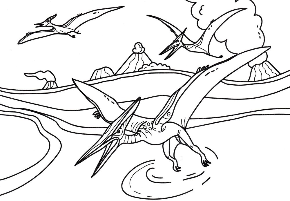 Летающий динозавр раскраска для детей
