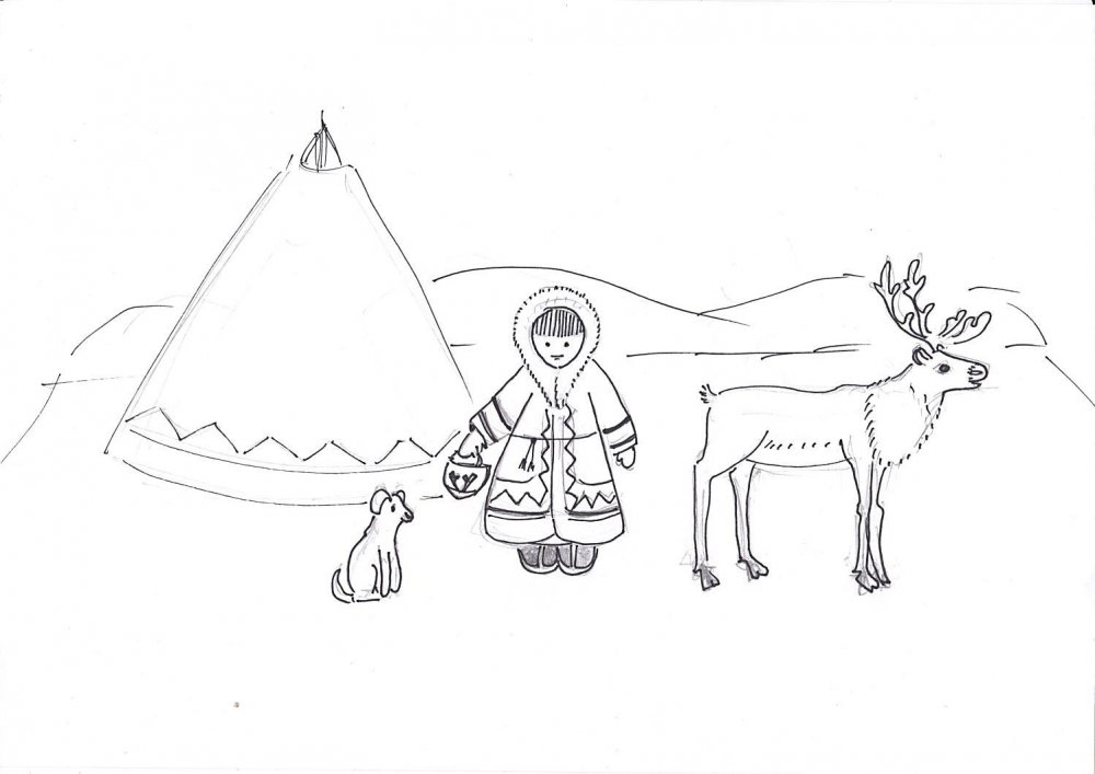 Нарисовать иглу жилище эскимосов