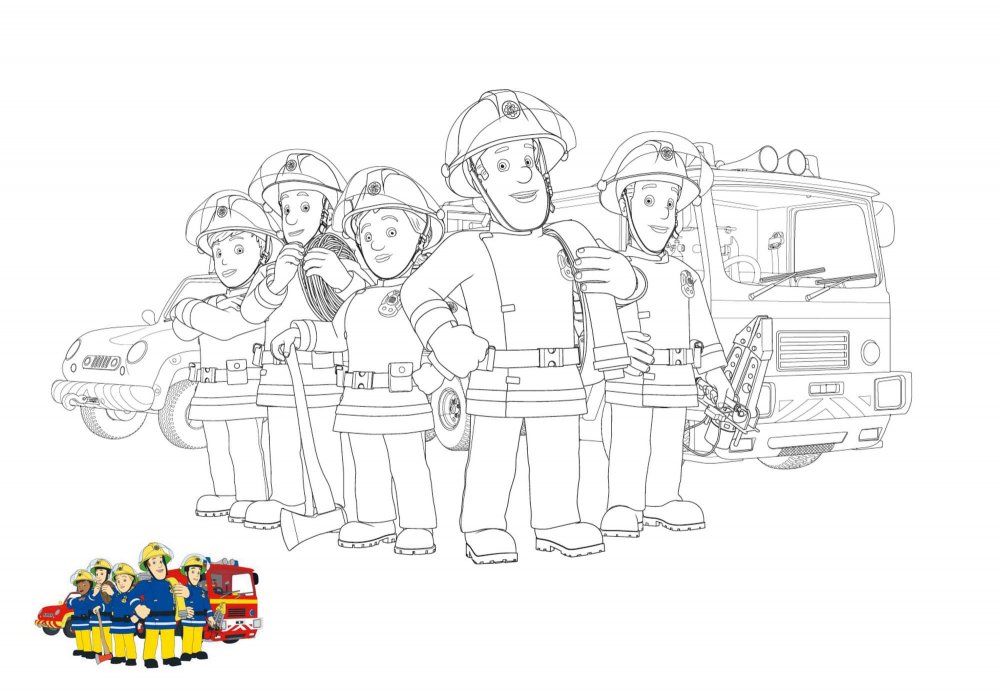 Раскраски для детей пожарный Сэм
