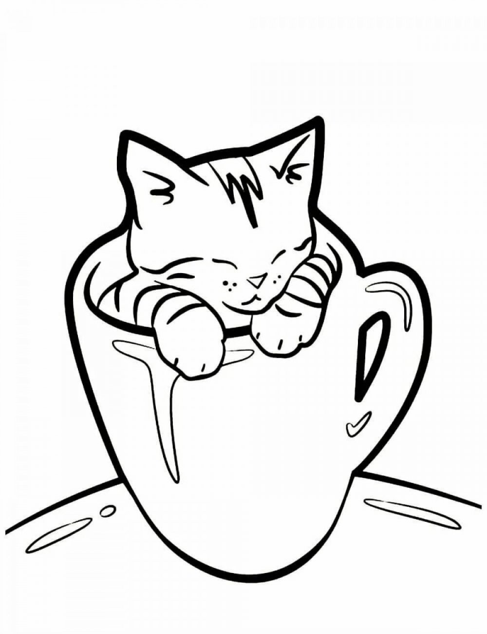 Раскраска кот с бантиком