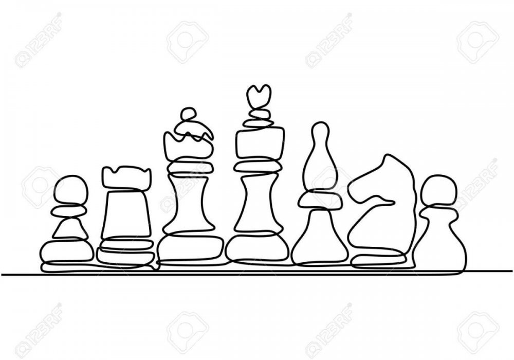 Шахматные фигурки в одну полоску нарисованы