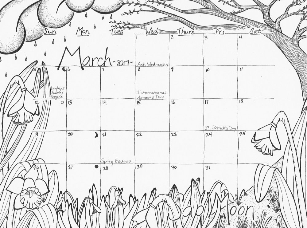 Календарь раскраска ноябрь