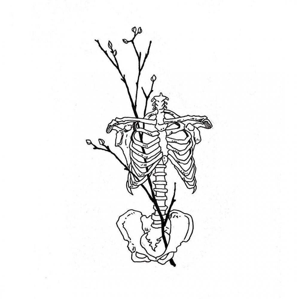 Эскиз ребра с цветами