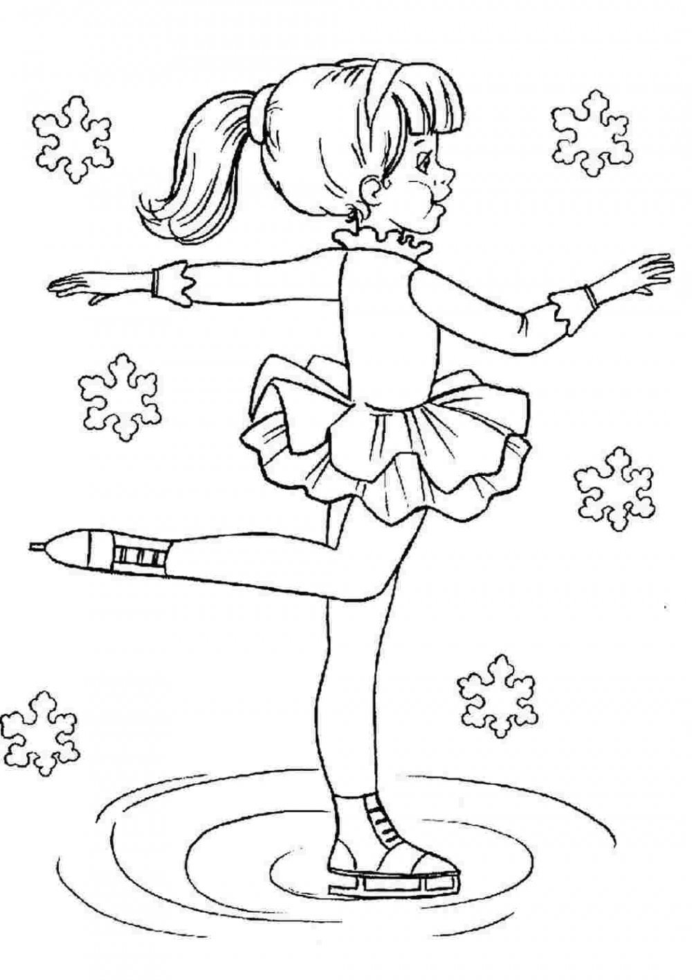 Принцесса на коньках раскраска