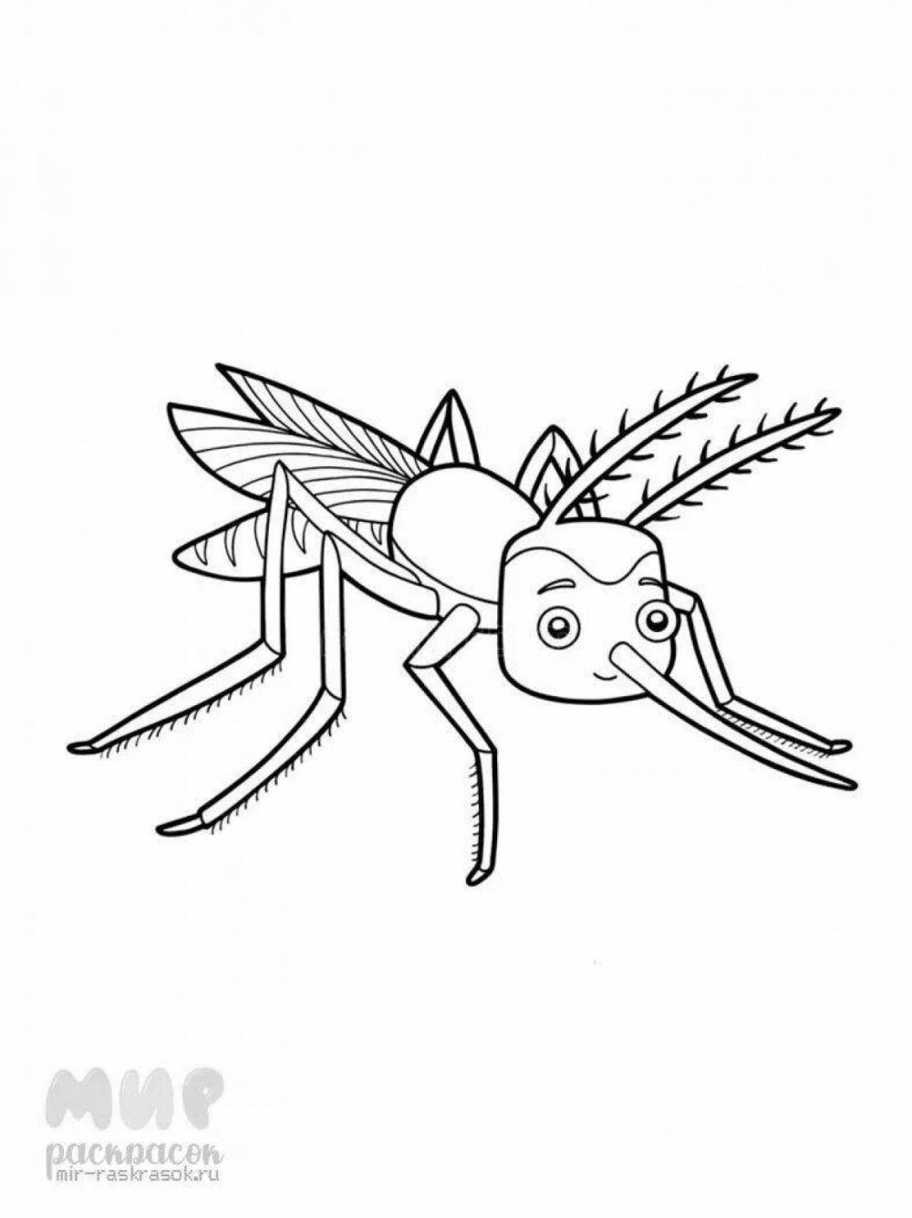 Раскраска насекомые для детей 3-4 лет комар