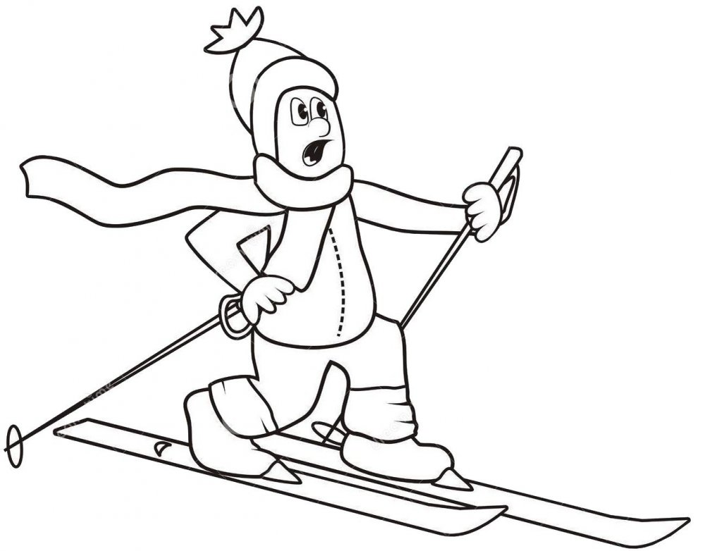 Лыжник раскраска э для детей