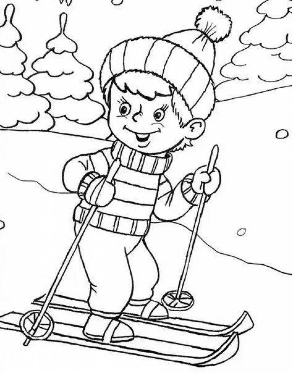Раскраска зимний спорт для детей