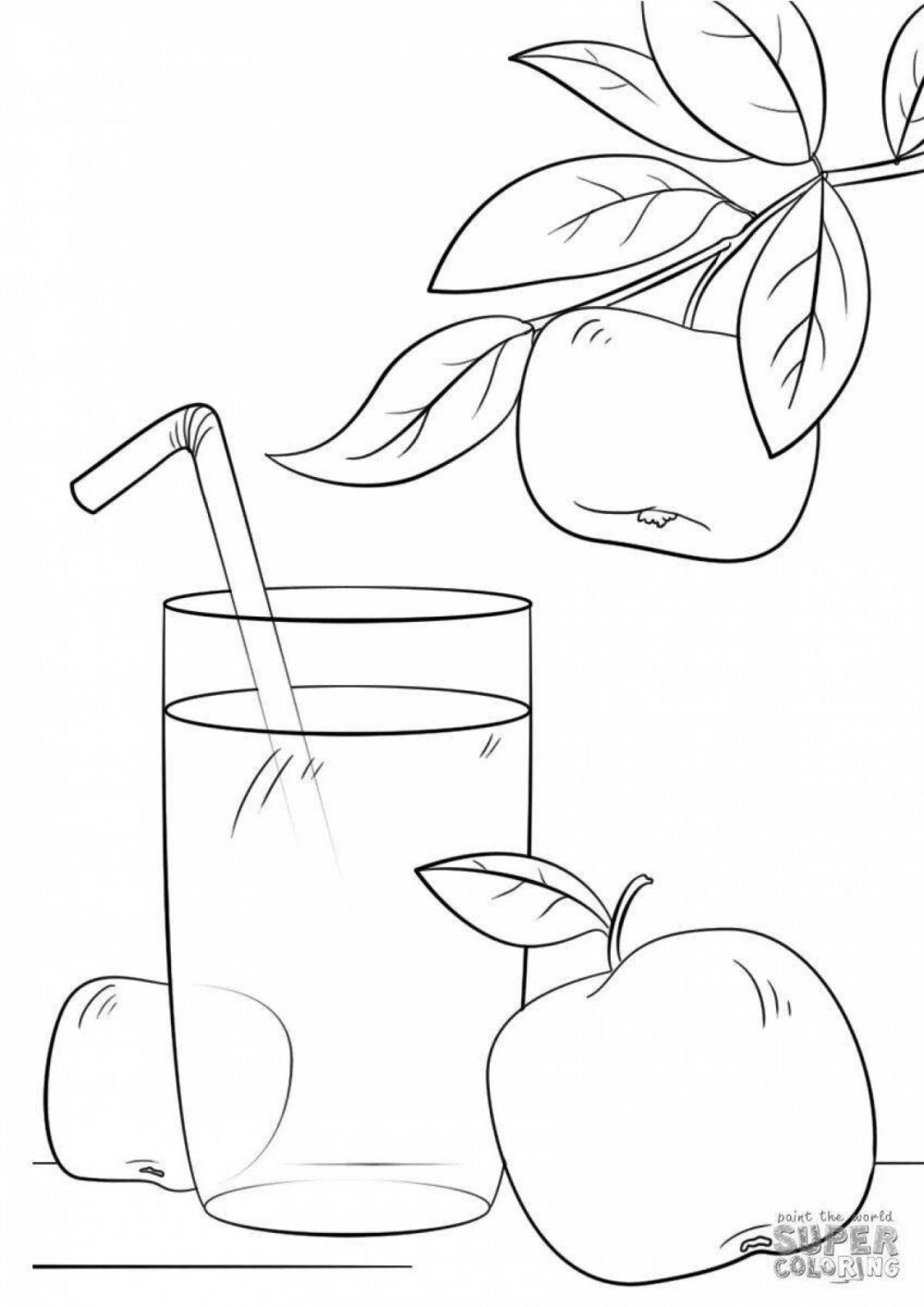 Яблочный сок раскраска для детей