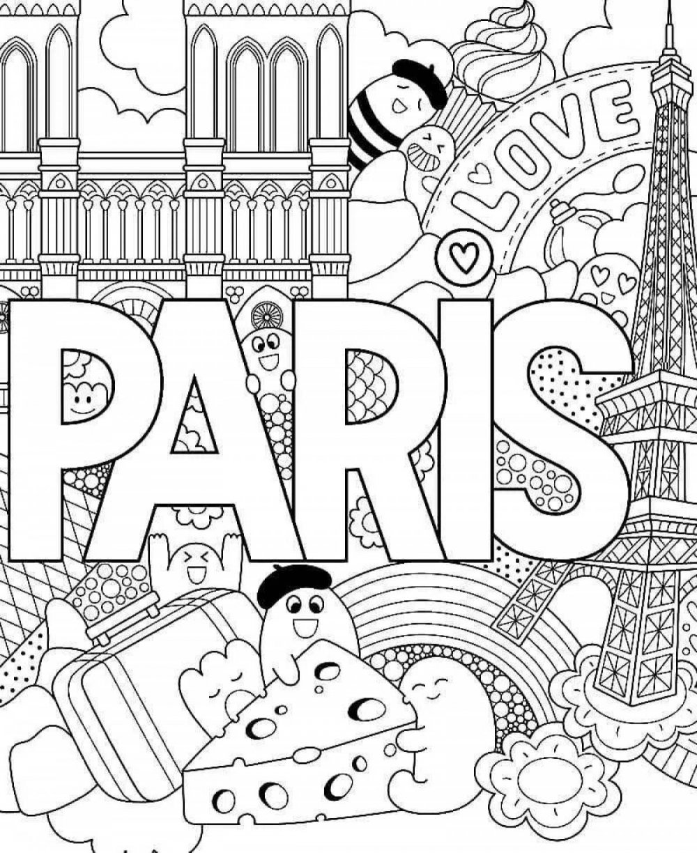 Раскраски Париж дудлинг