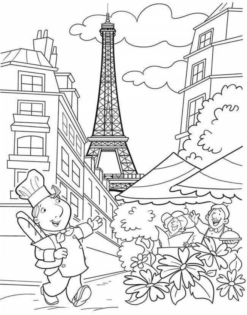 Париж раскраска для детей