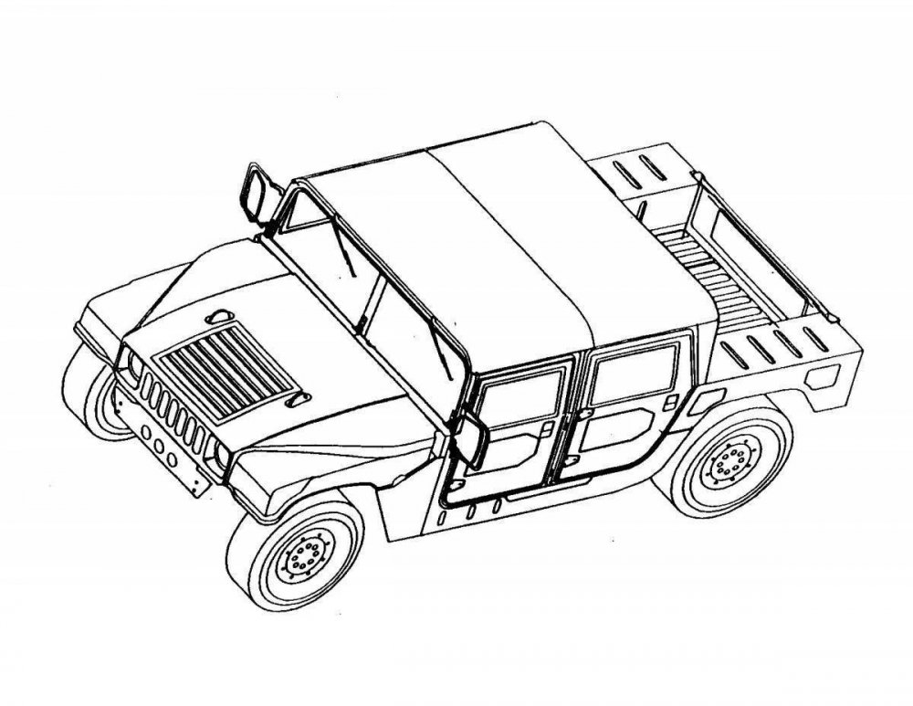Раскраска внедорожник Hummer h1