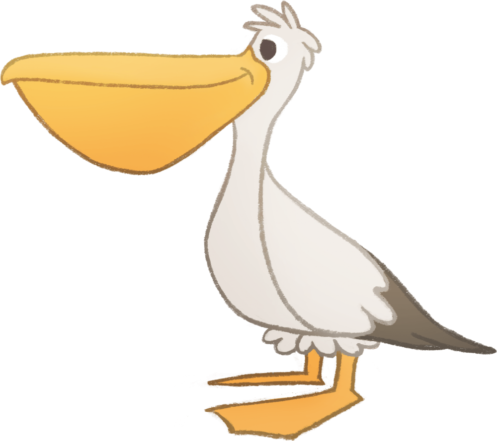 Пеликан мультяшный