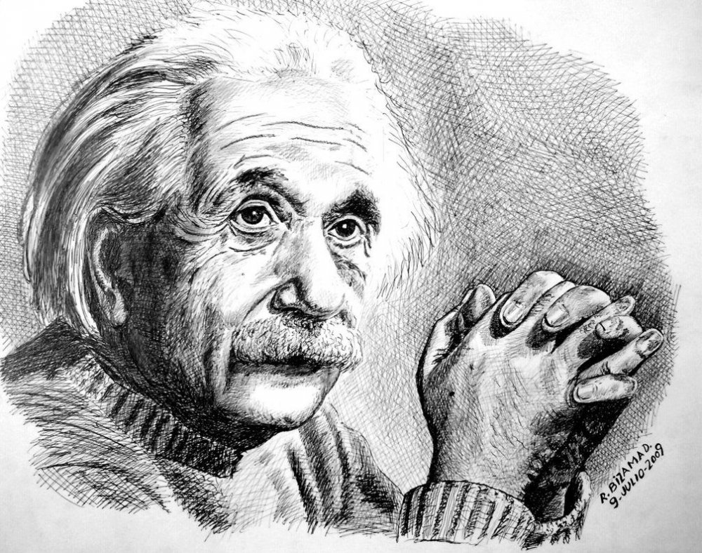 Альберт Эйнштейн нарисованный