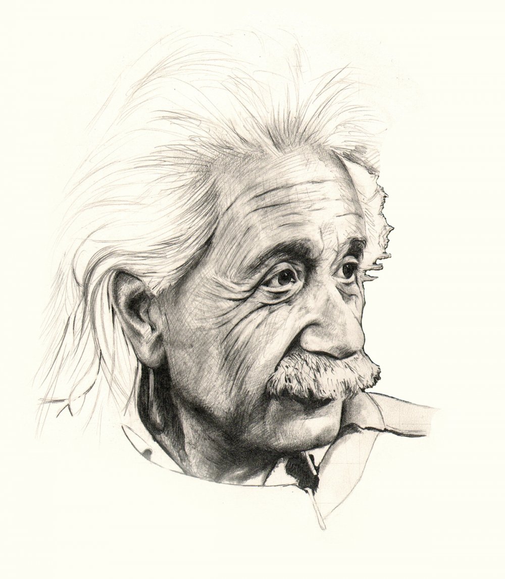 Альберт Эйнштейн портрет чб