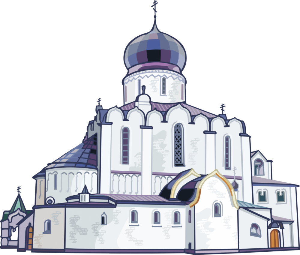 Православный храм на белом фоне