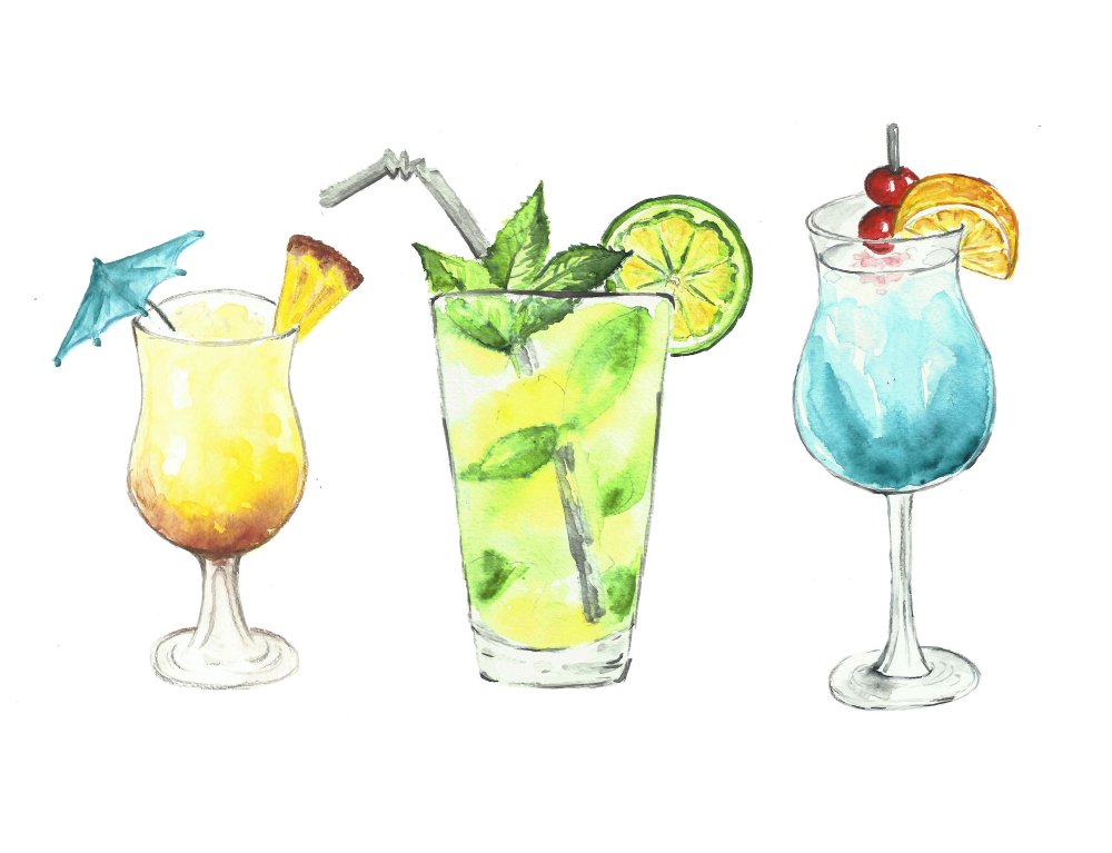 Рисунки для срисовки коктейль