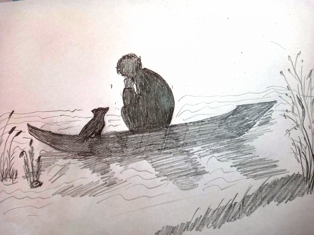 Нарисовать лодку с человеком