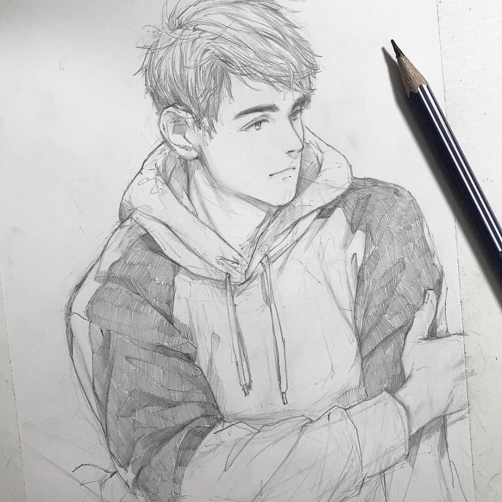Портрет парня карандашом для срисовки