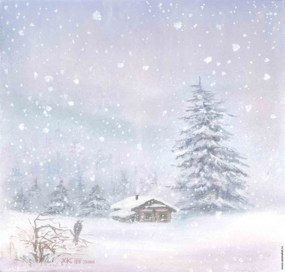 Картина снегопад для детей